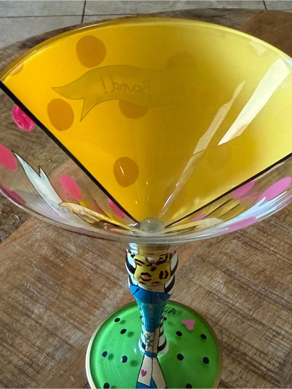 Appletree Design Hand Painted By Babs Rocker Chic Martini Glass Signed 5oz.